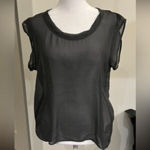 American Vintage Gray Sheer Silk Blouse Relaxed Fit